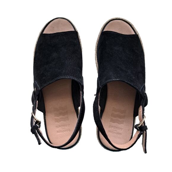 SPERRY Black Suede Delmare Platform Espadrille Sandals SIze 8 - Picture 3 of 9